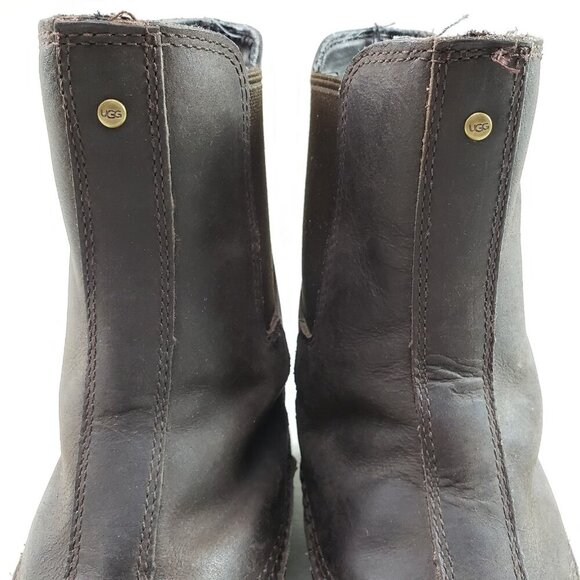 Ugg Romosa Leather Waterproof Boot Mens 9.5 Brown Chelsea Slip On Winter Rain - Picture 5 of 11